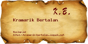 Kramarik Bertalan névjegykártya